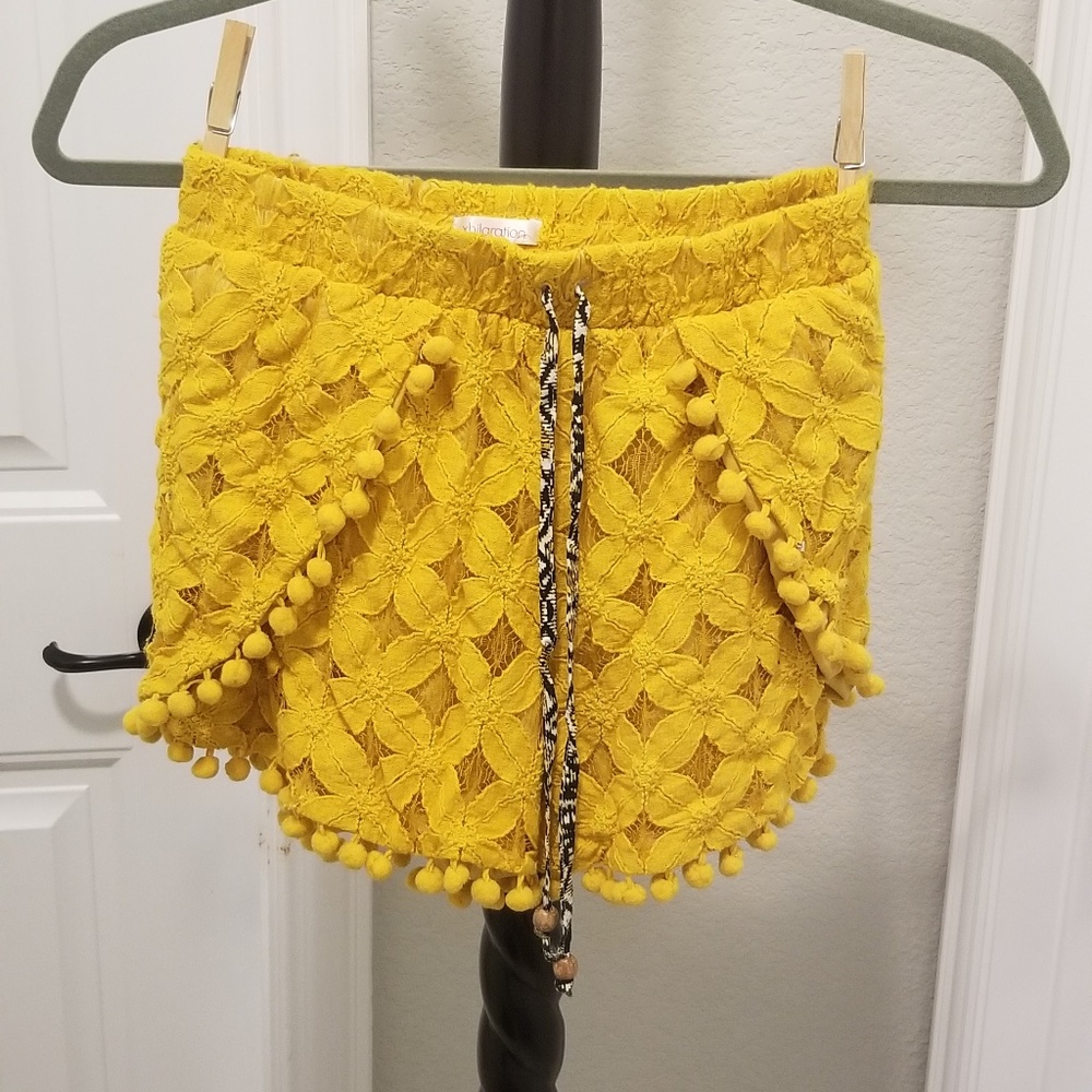 Yellow lace shorts and crop top set